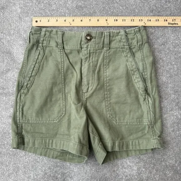 Faherty Shorts Womens 26 Olive Green Arlie Day Utility Patch Pockets Cinch Back - Picture 4 of 8